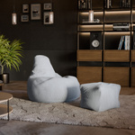 FOTEL RELAKSACYJNY TELEWIZYJNY WYPOCZYNKOWY GAMINGOWY Z PUFĄ JASNY SZARY XL