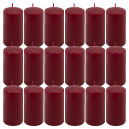 ŚWIECE STOŁOWE BORDOWE 18x 11,5x6 CM ŚWIECZKI WALCOWE TRADYCYJNE KOLUMNOWE