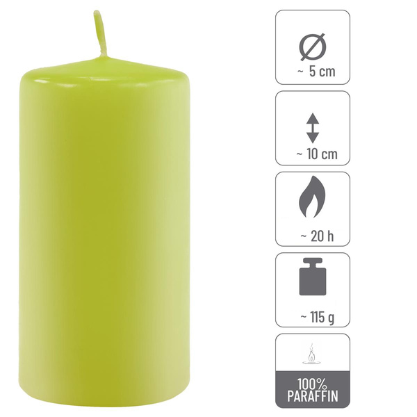 ŚWIECE STOŁOWE ZIELONE 16SZT 10x5CM DEKORACYJNE ŚWIECZKI WALCOWE TRADYCYJNE