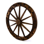 DREWNIANE KOŁO WAGONOWE 90 CM Z NITAMI DEKORACJA ŚCIENNA WESTERN