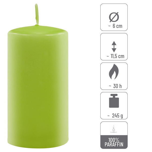 ŚWIECE STOŁOWE ZIELONE 16x 11,5x6 CM ŚWIECZKI WALCOWE TRADYCYJNE KOLUMNOWE