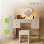 PUFA TABORET HOKER MELLY DO TOALETKI KOSMETYCZNEJ PODUSZKA Z EKOSKÓRY BIAŁY