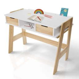 BIURKO DZIECIĘCE REGULOWANE Z SZUFLADAMI BIAŁE STOLIK DO NAUKI KREŚLARSKI