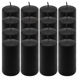 ŚWIECE STOŁOWE CZARNE 16 SZT 10x5CM DEKORACYJNE ŚWIECZKI WALCOWE TRADYCYJNE