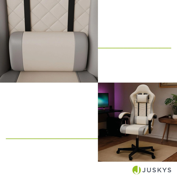 FOTEL GAMINGOWY BIUROWY KUBEŁKOWY GRACZA OBROTOWY HYPERSEAT BEŻOWY SZARY