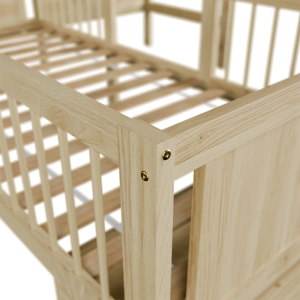 ŁÓŻKO DZIECIECE DOMEK YARI 90x200 CM SZUFLADA BIURKO DLA DZIECKA NATURALNE