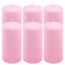 ŚWIECE STOŁOWE RÓŻOWE 6 SZT 15,5x7,5 CM ŚWIECZKI TRADYCYJNE KOLUMNOWE