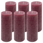 ŚWIECE STOŁOWE BORDOWE RUSTYKALNE 6 SZT 7,5x20 CM ŚWIECZKI KOLUMNOWE