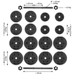 ZESTAW HANTLI MAXXIVA 2 X 15 KG CIĘŻARKI HANTLE 30 KG ZAMKNIĘCIA GWIAZDKOWE