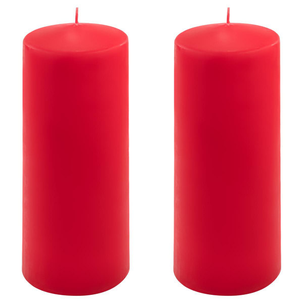 ŚWIECE STOŁOWE CZERWONE 2SZT 20x7,5CM ŚWIECZKI WALCOWE TRADYCYJNE KOLUMNOWE