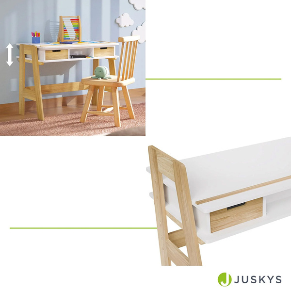 BIURKO DZIECIĘCE REGULOWANE Z SZUFLADAMI STOLIK DO NAUKI STÓŁ KREŚLARSKI