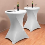 STÓŁ KOKTAJLOWY TARGOWY BANKIETOWY BISTRO SKŁADANY BIAŁY Ø80CM + POKROWIEC