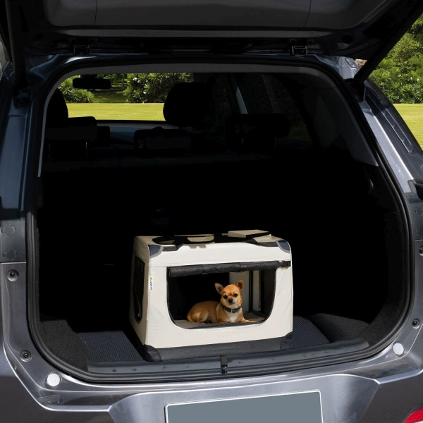 BEŻOWA TORBA TRANSPORTOWA SKŁADANA KOJEC DLA PSA KOTA TRANSPORTER S