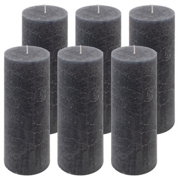 ŚWIECE STOŁOWE ANTRACYTOWE RUSTYKALNE 6 SZT 7,5x20 CM ŚWIECZKI KOLUMNOWE