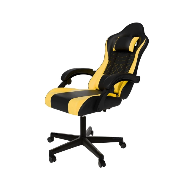 FOTEL GAMINGOWY BIUROWY KUBEŁKOWY GRACZA OBROTOWY HYPERSEAT CZARNY ŻÓŁTY