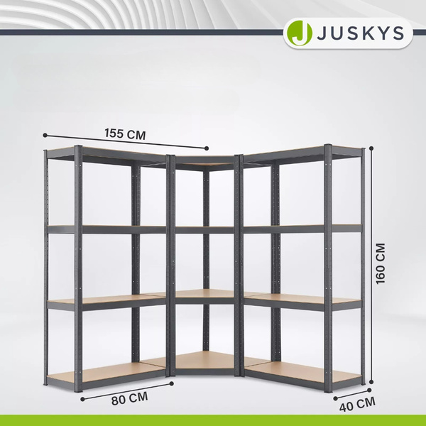 3x ZESTAW REGAŁ METALOWY MAGAZYNOWY 160x80x40 PIWNICA WARSZTAT GARAŻ SZARY