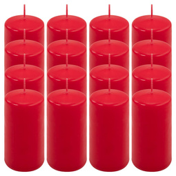 ŚWIECE STOŁOWE CZERWONE 16SZT 10x5CM DEKOR ŚWIECZKI WALCOWE TRADYCYJNE
