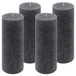 ŚWIECE STOŁOWE ANTRACYTOWE RUSTYKALNE 4 SZT 7,5x20 CM ŚWIECZKI KOLUMNOWE