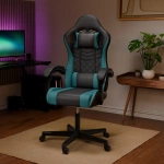 FOTEL GAMINGOWY BIUROWY KUBEŁKOWY GRACZA OBROTOWY HYPERSEAT CZARNY TURKUS