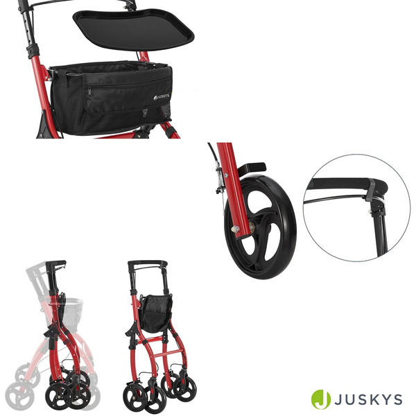 CZERWONY ROLLATOR BALKONIK NA KÓŁKACH REHABILITACYJNY CHODZIK