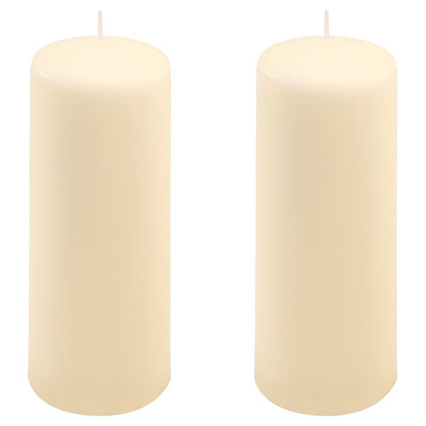 ŚWIECE STOŁOWE KREMOWE 2 SZT 20x7,5CM ŚWIECZKI WALCOWE TRADYCYJNE KOLUMNOWE