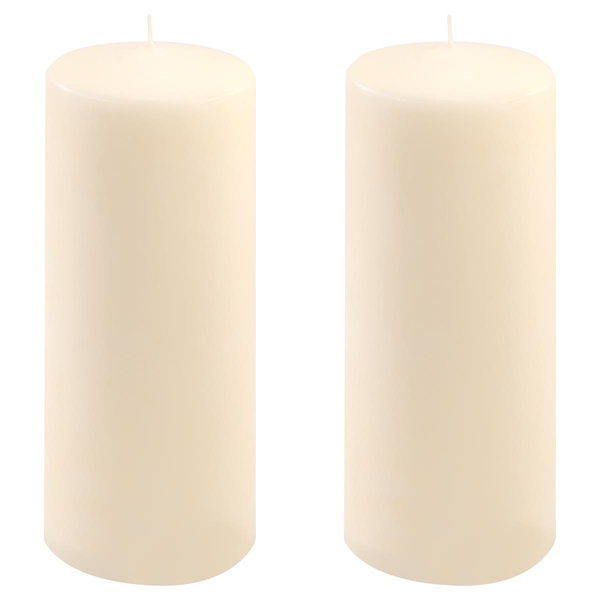 ŚWIECE STOŁOWE KREMOWE 2 SZT 25x10CM ŚWIECZKI WALCOWE TRADYCYJNE KOLUMNOWE