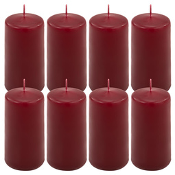 ŚWIECE STOŁOWE BORDOWE 8SZT 10x5CM DEKORACYJNE ŚWIECZKI WALCOWE TRADYCYJNE