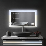  LUSTRO 100x60 CM ŁAZIENKOWE WISZĄCE ŚCIENNE Z LED + ANTI-FOG + ZEGAR