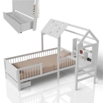 ŁÓŻKO DZIECIECE DOMEK YARI 90x200 CM Z SZUFLADĄ BIURKIEM DLA DZIECKA BIAŁE