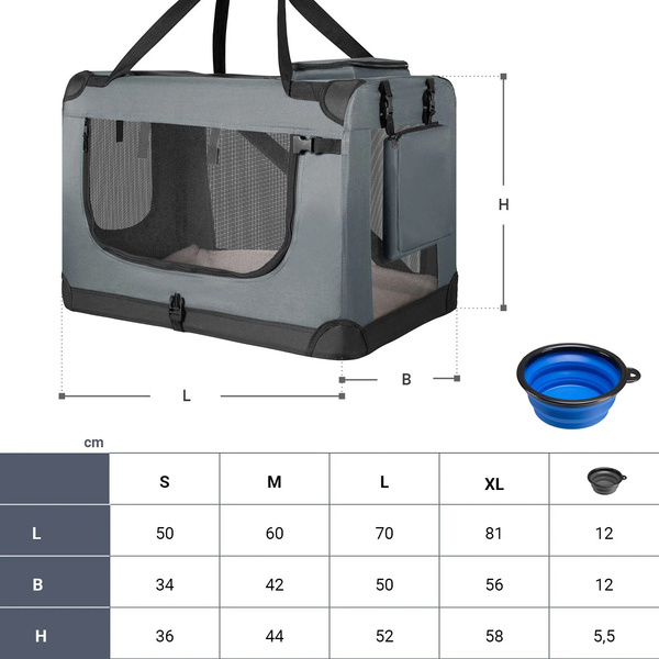 SZARA TORBA TRANSPORTOWA SKŁADANA DLA PSA KOTA TRANSPORTER XL 81x58x56
