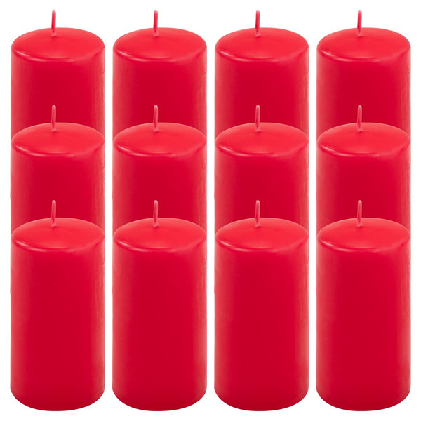 ŚWIECE STOŁOWE CZERWONE 12x 11,5x6 CM ŚWIECZKI WALCOWE TRADYCYJNE KOLUMNOWE
