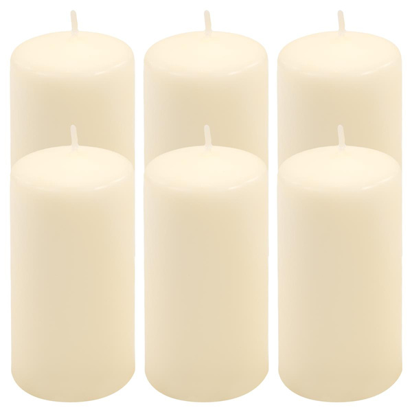 ŚWIECE STOŁOWE KREMOWE 6 SZT 11,5x6CM ŚWIECZKI WALCOWE TRADYCYJNE KOLUMNOWE