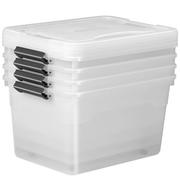 4x POJEMNIK 60L DO PRZECHOWYWANIA Z POKRYWĄ ZESTAW UNIWERSALNY ORGANIZER