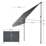 MARKIZA 250x120 CM ROZPOROWA BALKONOWA TELESKOPOWA TARASOWA ROLETA ANTRACYT