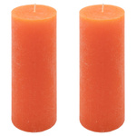 ŚWIECE STOŁOWE POMARAŃCZOWE RUSTYKALNE 2 SZT 7,5x20 CM ŚWIECZKI KOLUMNOWE