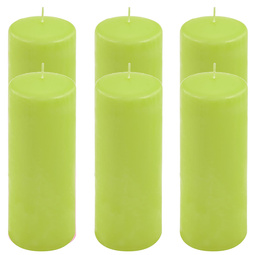 ŚWIECE STOŁOWE ZIELONE 6 SZT 25x10 CM ŚWIECZKI WALCOWE TRADYCYJNE KOLUMNOWE