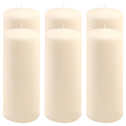 ŚWIECE STOŁOWE KREMOWE 6 SZT 25x10 CM ŚWIECZKI WALCOWE TRADYCYJNE KOLUMNOWE