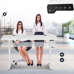 BIURKO ELEKTRYCZNE 140x60 REGULOWANE BIAŁE Z REGULACJĄ WYSOKOŚCI I PAMIĘCIĄ