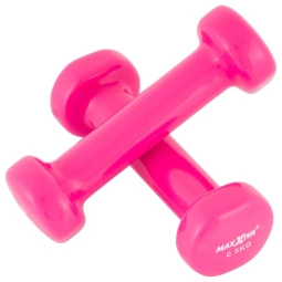 ZESTAW HANTLE WINYLOWE 2x 0,5 KG MAXXIVA RÓŻOWE CIĘŻARKI FITNESS HANTELKI