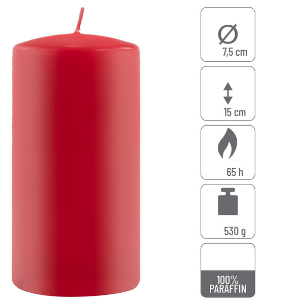 ŚWIECE STOŁOWE CZERWONE  2 SZT 15,5x7,5 CM ŚWIECZKI TRADYCYJNE KOLUMNOWE