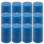ŚWIECE STOŁOWE NIEBIESKIE RUSTYKALNE 12 SZT 6,8x11,5 CM ŚWIECZKI KOLUMNOWE