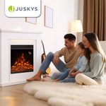 KOMINEK ELEKTRYCZNY 2000W 2 TRYBY BIAŁY NAROŻNY Z EFEKTEM PŁOMIENIA+ LED