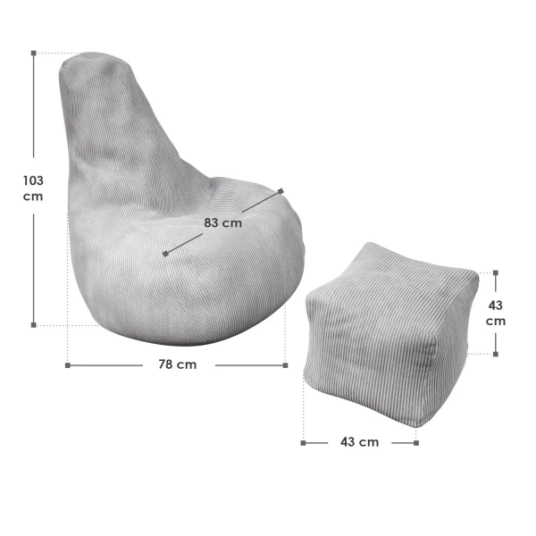FOTEL RELAKSACYJNY TELEWIZYJNY WYPOCZYNKOWY GAMINGOWY Z PUFĄ JASNY SZARY XL