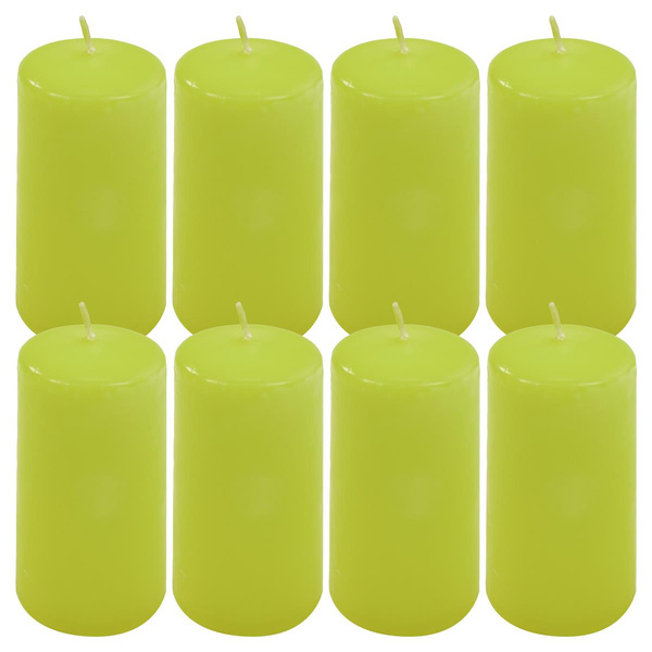 ŚWIECE STOŁOWE ZIELONE 8SZT 10x5CM DEKORACYJNE ŚWIECZKI WALCOWE TRADYCYJNE