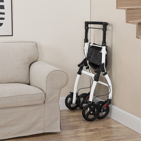 CZARNO BIAŁY ROLLATOR BALKONIK NA KÓŁKACH REHABILITACYJNY CHODZIK