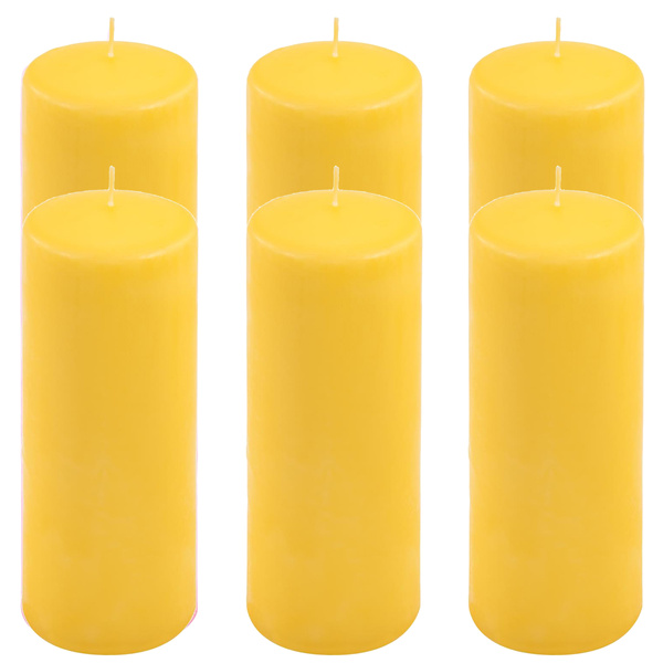 ŚWIECE STOŁOWE ŻÓŁTE 6 SZT 20x7,5 CM ŚWIECZKI WALCOWE TRADYCYJNE KOLUMNOWE