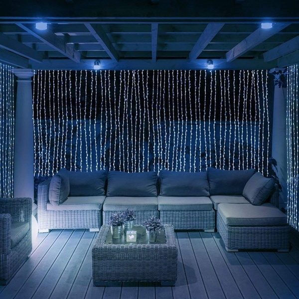 KURTYNA ŚWIETLNA ZWISAJĄCE SOPLE LAMPKI 3x6M 600 BIAŁYCH DIOD