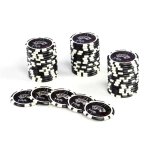 50x ŻETONY LASEROWE 12G WARTOŚĆ 100 DO POKERA RDZEŃ METAL CHIPS OCEAN BLACK