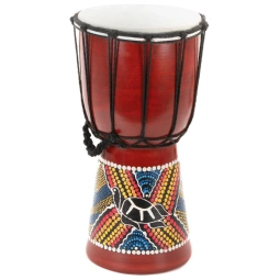 BĘBEN DJEMBE 30 CM Z KOZIEJ SKÓRY MAHOŃ AFRYKAŃSKI INSTRUMENT ZÓŁW