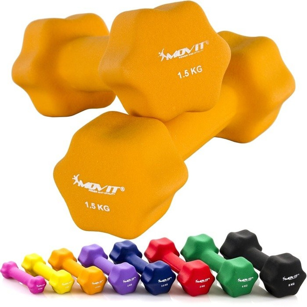 MOVIT® ZESTAW 2x HANTLE NEOPRENOWE 1,5 KG CIĘŻARKI